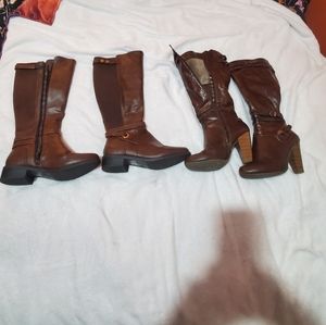 2 brown boots